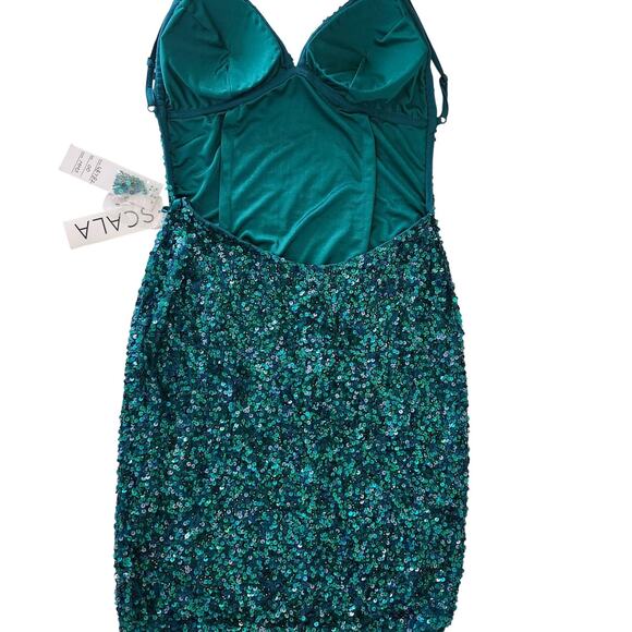 Scala Sequined Cocktail Prom Mini Dress Size 000 - Picture 3 of 7